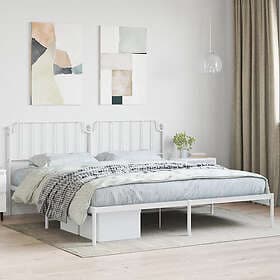 vidaXL Sängram med huvudgavel metall vit 193x203 cm