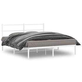 vidaXL Sängram med huvudgavel metall vit 150x200 cm