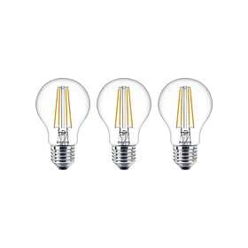 Philips LED-glödlampa Classic Standard 7W/827 (60W) Clear 3-pack E27