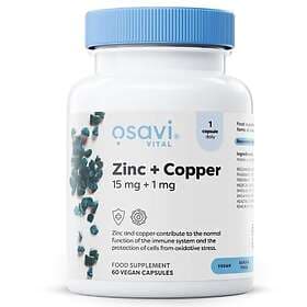 Osavi Zink + Koppar 15 mg 1 mg 60 veganska Capsules