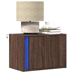 vidaXL Väggmonterade sängbord med LED-lampor 2 st brun ek