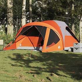 vidaXL Family Tent tunnel 6 person gray and orange waterproof