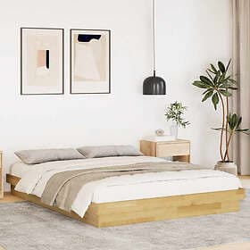 vidaXL Sängram utan madrass 135x190 cm massiv trä ek