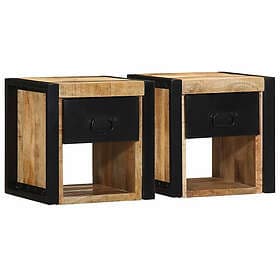 vidaXL Sängbord 2 st 40x35x40 cm massivt grovt trä mango