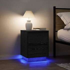 vidaXL Sängbord med LED-lampor 2 st svart 38x34x50 cm