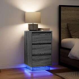 vidaXL Nightstand with LED Lights Grey Sonoma 38x34x65cm