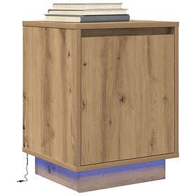 vidaXL Sängbord med LED-belysning artisan ek 38x34x50 cm
