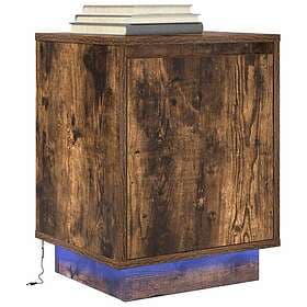 vidaXL Nightstand With LED Lights Smoke Brown Oak 38x34x50cm