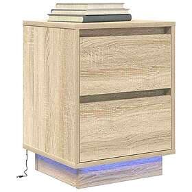 vidaXL Sängbord med LED-lampor sonoma-ek 38x34x50 cm