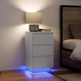 vidaXL Sängbord med LED-lampor vit 38x34x65 cm