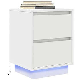 vidaXL Sängbord med LED-lampor vit 38x34x50 cm