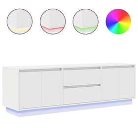 vidaXL TV-bänk med LED-lampor vit 160,5x41x50 cm