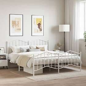 vidaXL Bed Frame with headboard and footboard white metal 180x200 cm