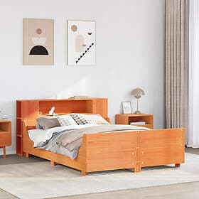 vidaXL Sängram utan madrass vaxbrun cm 120x190 massiv furu