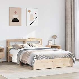 vidaXL Sängram med huvudgavel 120x200 massiv cm furu
