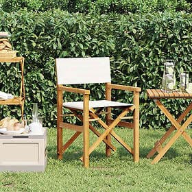 vidaXL Folding Director Chair Cream Solid Teak