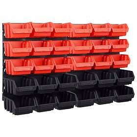 vidaXL Storage Box Set with Wall Panels 32 pcs Red and Black