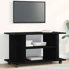 vidaXL TV-bänk med hjul svart ek 80x40x45 cm konstruerat trä