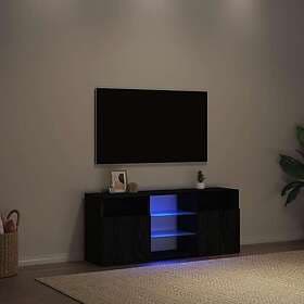 vidaXL TV-bänk med LED-lampor svart ek 120x30x50 cm konstruerat trä