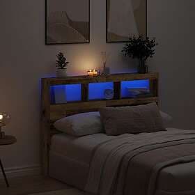 vidaXL Bedside Cabinet with LED old wood 140x17x102 cm