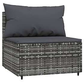 vidaXL Outdoor Sofa Middle Section with Cushions Grey Rattan