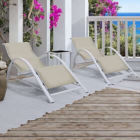 vidaXL Sunloungers 2 pcs aluminum cream white