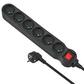 Maclean Multiprise 6 prises MCE187 Interrupteurs 3m (Noir)