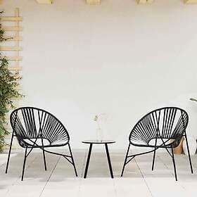 vidaXL 4009292 Set of 3 Garden Chairs Poly Rattan Black