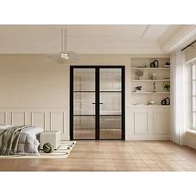 Vente Unique Bloc porte Reversible Folding Door Aluminum Textured Glass 2 x H204
