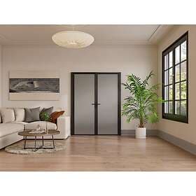 Vente Unique LOXTON Folding Door Aluminum Frosted Glass 2 x H204 x L83 cm