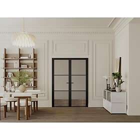 Vente Unique MASERU Folding Door Aluminum Smoked Tempered Glass 2 x H204 x L93 c