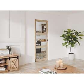 Vente Unique ACOSTA II Sliding Door Wood Tempered Glass 3-Window H205 x L93 cm
