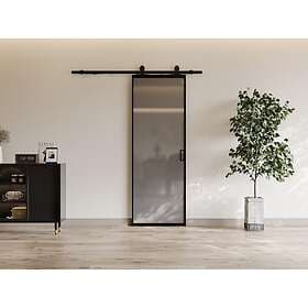Vente Unique LINCI II Sliding Door Aluminum Frosted Tinted Tempered Glass H205 x