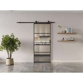 Vente Unique SINCA II Sliding Door Aluminum and Transparent Tempered Glass H205 