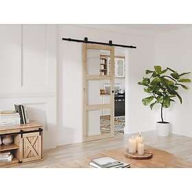 Vente Unique ACOSTA II Sliding Door Wood and Tempered Glass 3-Window H205 x L93 