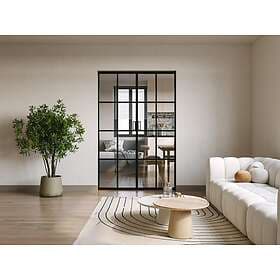 Vente Unique WILDEN II Sliding Door Aluminum Tempered Glass 2 x H205 x L63 cm