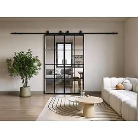 Vente Unique WILDEN II Sliding Door Aluminum and Tempered Glass 2 x H205 x L63 c