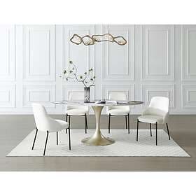 Vente Unique ELVA Dining Table 8 personnes en céramique et métal doré Effet marb