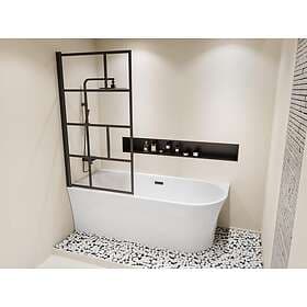 Vente Unique PONTICOLA Bathtub Shower White with Pivoting Splash Guard 201l Left