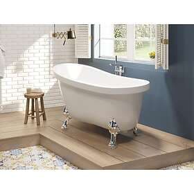 Vente Unique NISOS II Freestanding Bathtub Retro With Lion Feet Silver White 145