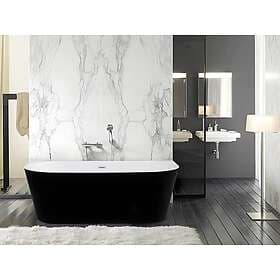 Vente Unique DIVINA Semi Island Bathtub Acrylic Black Glossy 170x75x58cm