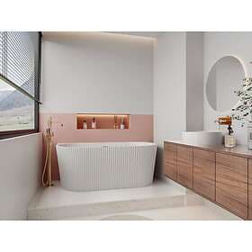 Vente Unique ZELINA Semi Island Bathtub Acrylic White 170.5x80x58.5cm