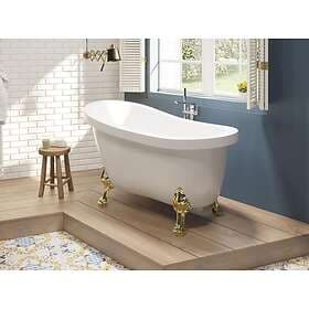 Vente Unique NISOS II Freestanding Bathtub Retro With Lion Feet Gold White 145x7