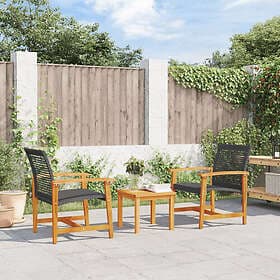 vidaXL Lounge Set 2 Pieces Black Poly Rattan Acacia Wood 367595