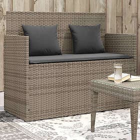 vidaXL Garden Bench with Cushions Grey Poly Rattan 365763