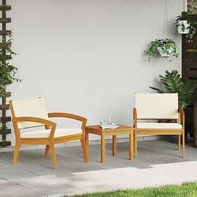 vidaXL Grädde Outdoor Sofa Solid Acacia Wood Fabric White 4106465