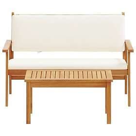 vidaXL Outdoor bench set cream acacia wood 100% polyester (cushions) 4106579