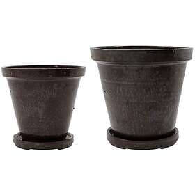 House Doctor Flower Blomkruka med bricka 2-pack, Brun H16xØ18/H20xØ22
