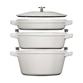 Staub Gryt & kastrullset stapelbara 5 delar White truffle