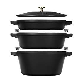 Staub Gryt & kastrullset stapelbara 5 delar Svart